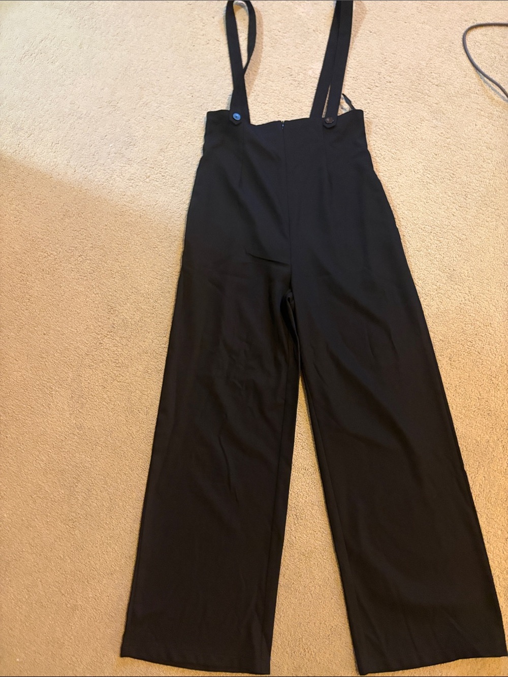 SHEIN Black Wide-Leg Suspender Jumpsuit Pants with Pockets NWOT